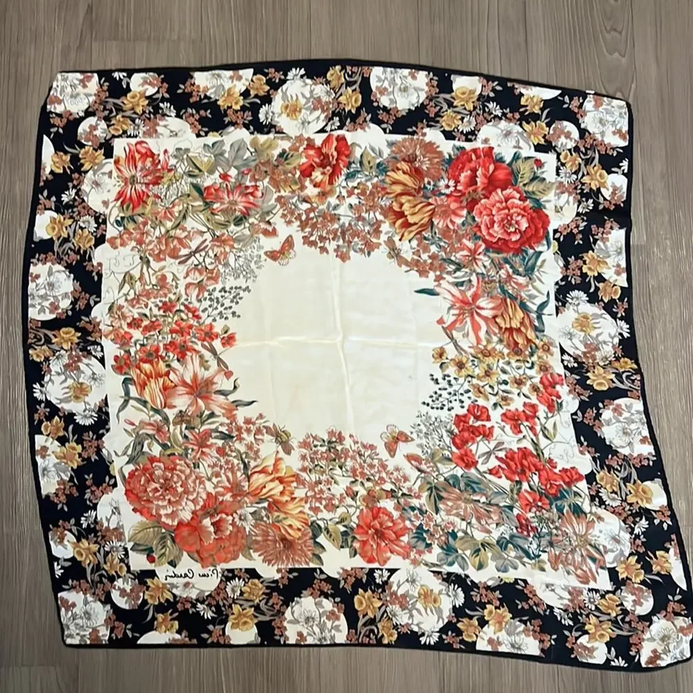 Pierre Cardin Floral Scarf Boho Lightweight Squared